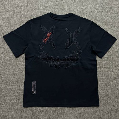 Ricky Is Clown Embroidery Snake Skin Tee Black
